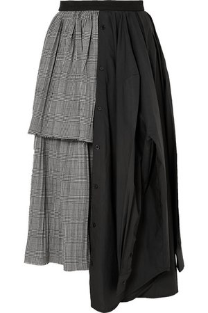 Pushbutton | Layered asymmetric wool and cotton-blend skirt | NET-A-PORTER.COM