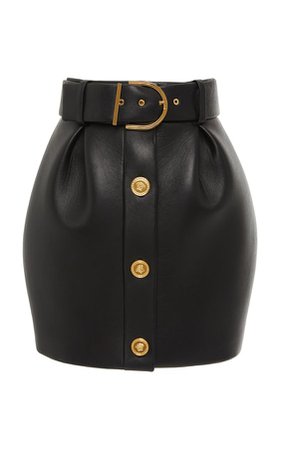 Versace Belted Leather Mini Skirt