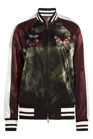 Satin Bomber Jacket with Butterfly Patches Gr. IT 38