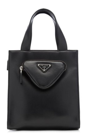 Pouch-Detailed Leather Tote Bag By Prada | Moda Operandi