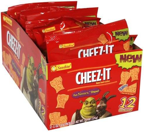 Cheez It Fun Shrek Shapes, Mild Cheddar Baked Snack Crackers - 12 ea, Nutrition Information | Innit