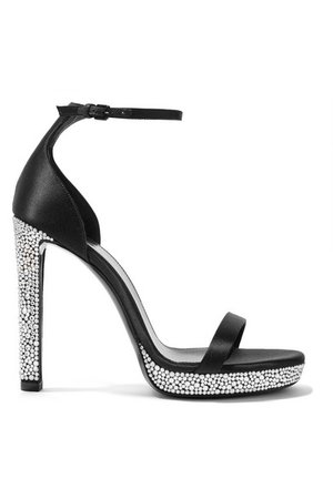 Saint Laurent | Hall crystal-embellished satin platform sandals | NET-A-PORTER.COM