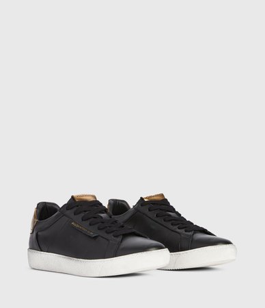 ALLSAINTS US: Womens Sheer Low Top Leather Sneakers (white_gold)