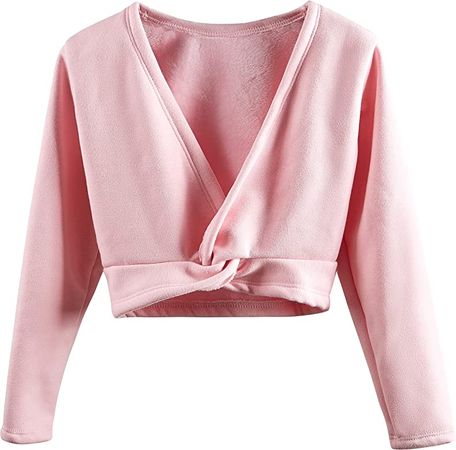 Amazon.com: DANSHOW Girls Ballet Wrap Tops Kids Long Sleeve Dance Sweater,Velvet Inner(824-140-06) Black: Clothing, Shoes & Jewelry