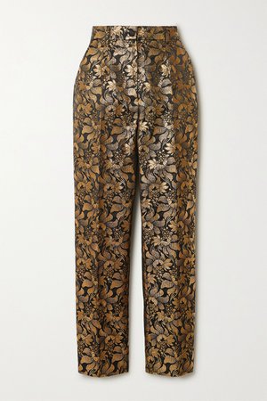 Gold Metallic floral-jacquard straight-leg pants | Dolce & Gabbana | NET-A-PORTER