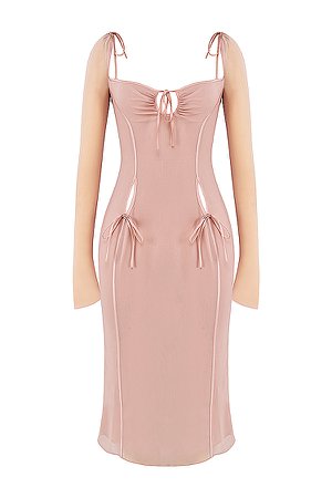 Clothing : Midi Dresses : 'Ophelia' Blush Cutout Midi Dress