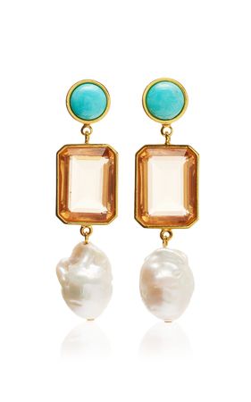 Demy Ii Gold-Plated Multi-Stone Earrings By Lizzie Fortunato | Moda Operandi