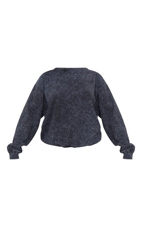Black Recycled Washed Oversized Sweatshirt | PrettyLittleThing USA