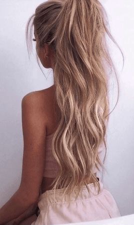 high long blonde ponytail