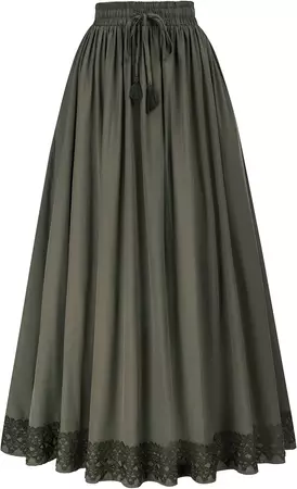 Amazon.com: Scarlet Darkness Women Renaissance Skirts Casual Drawstring Maxi Skirt with Pocket Olive Green XL : Clothing, Shoes & Jewelry