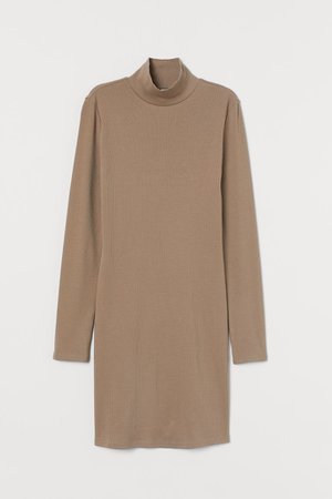Fitted Ribbed Dress - Beige - Ladies | H&M US