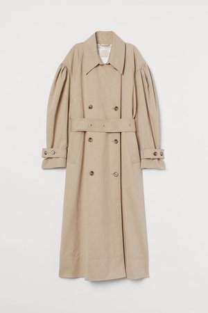 Puff-sleeved Trenchcoat - Light beige - Ladies | H&M US