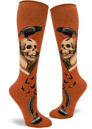 Halloween Knee-High Socks for Women | Edgar Allen Poe Socks - Cute But Crazy Socks