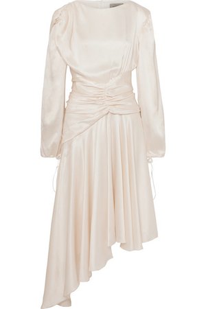Preen by Thornton Bregazzi | Amber ruched silk-satin midi dress | NET-A-PORTER.COM