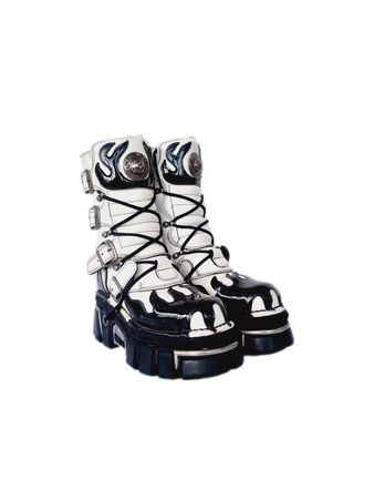 EU 38 Black and White New Rock Boots - Etsy Australia