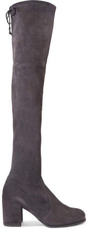 Tieland Stretch-suede Over-the-knee Boots - Dark gray