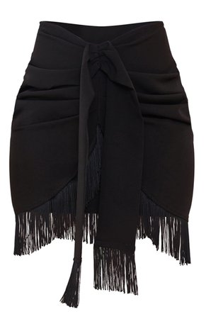 mini wrap black skirt