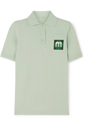 Miu Miu | Appliquéd stretch-knit polo shirt | NET-A-PORTER.COM