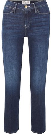 Le High Cropped Straight-leg Jeans - Mid denim