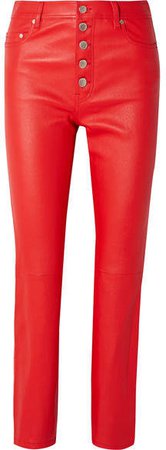 Den Leather Straight-leg Pants - Red
