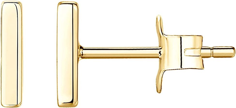 Amazon.com: PAVOI 14K Gold Plated Mini Bar Stud Earrings - Yellow: Clothing, Shoes & Jewelry