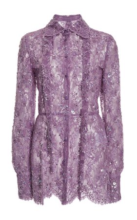 Cotton-Blend Lace Mini Dress By Valentino | Moda Operandi