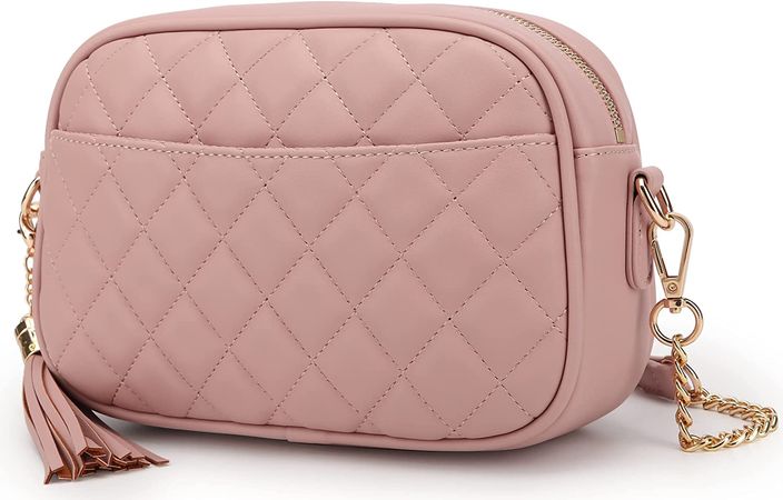 lola mae Quilted Crossbody Bag, Medium Lightweight Shoulder Purse Top Zipper Tassel Accent Blush Purse (Blush): Handbags: Amazon.com