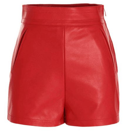 Valentino Women's Red High-waisted Leather Shorts  2,335