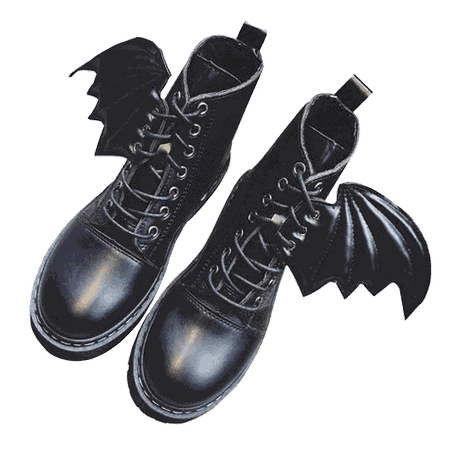 itGirl Shop | BAT WING LEATHER LACE UP BOOTS