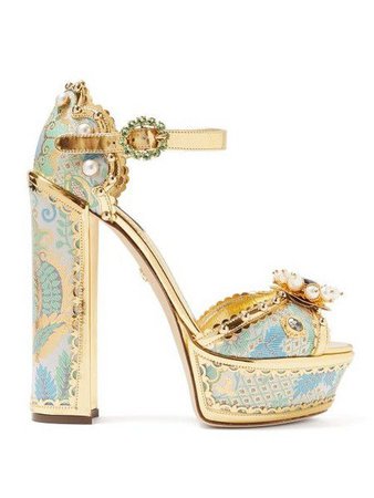 Dolce & Gabbana Women's Metallic Keira Jacquard Brocade Platform Sandals