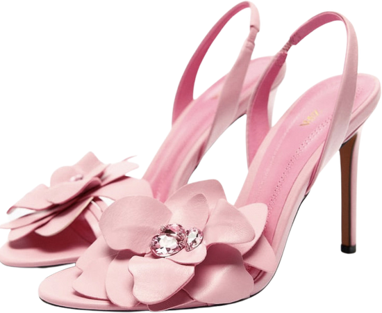 zara pink flower heels