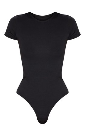 Basic Black Short Sleeve Bodysuit | Tops | PrettyLittleThing