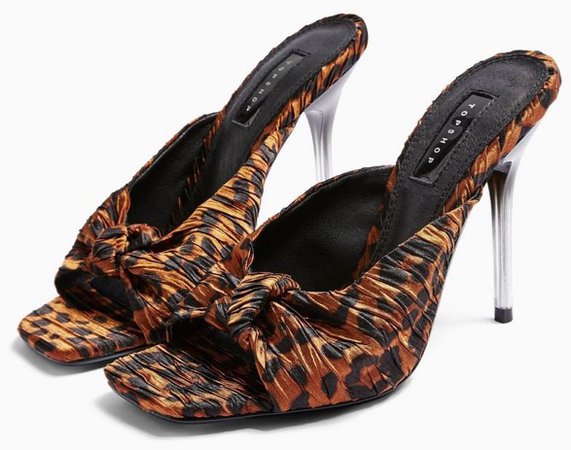 TOPSHOP Orange Leopard Roar Mule Heels