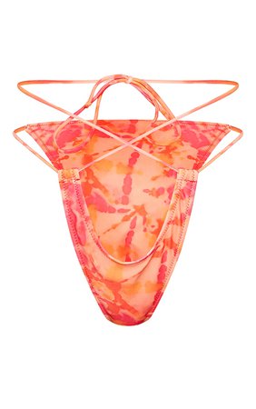 Pink Tie Dye Cut Out Tie Bikini Bottoms | PrettyLittleThing USA