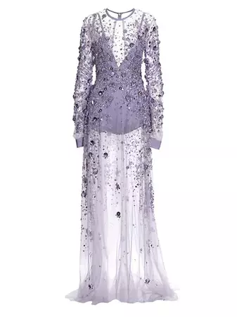 Shop Elie Saab Sequin Embroidered Tulle Gown | Saks Fifth Avenue