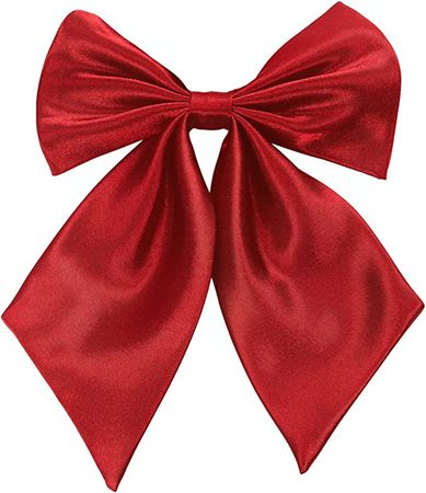 Ladies Adjustable Pre tied Bowtie - Solid Color Bow Ties for Women (Wine red at Amazon Men’s Clothing store