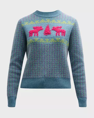 Lingua Franca Chris Nordic Crewneck Wool-Cashmere Sweater | Neiman Marcus