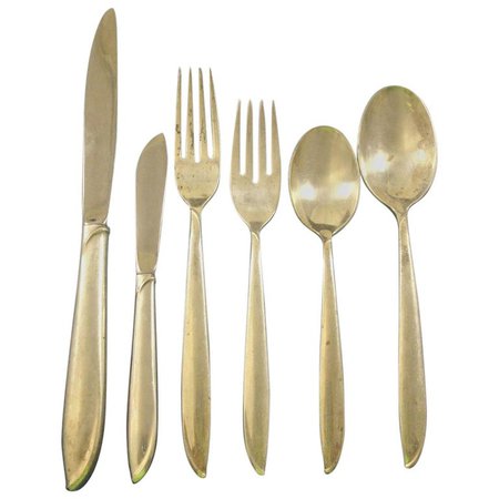 Silver Rhythm by International Sterling Silver Flatware Set Service 41 Pieces For Sale at 1stdibs