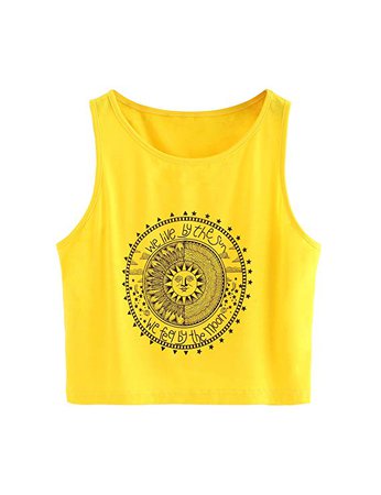 Amazon.com: SweatyRocks Women's Summer Sleeveless Letter Print Casual Crop Tank Top Shirts: Gateway