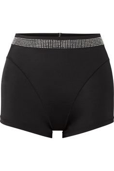 Adam Selman Sport - Crystal-embellished Stretch Shorts - Black