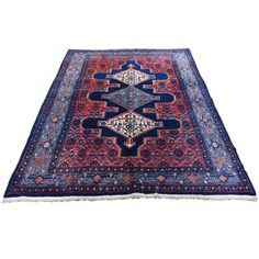 refurbished Shahbanu Rugs Navy Antique Persian Senneh Pure Wool hand-Knotted Oriental Rug