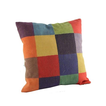 Createforlife Home Decorative Cotton Linen Square Pillowcase Colorful Plaid Checkered Patchwork Throw Pillow Shams Cushion Cover 18" x 18"