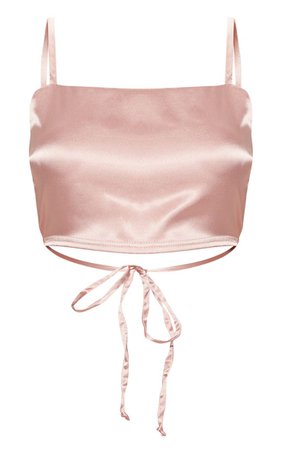 Backless Strappy Satin Crop Top