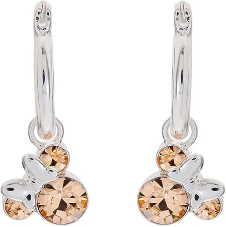 Amazon.com: Disney Minnie Mouse Silver Plate Brass Crystal Birthstone Hoop Earrings: June