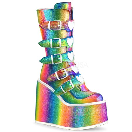 Demonia Rainbow Sparkle Platform Boots