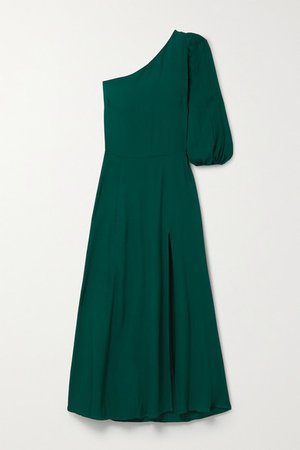 Lawrence One-shoulder Crepe Midi Dress - Emerald