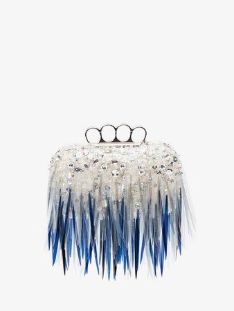 Four-Ring Clutch in Silver | Alexander McQueen US