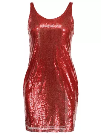Sequins Sleeveless Fitted Dress RED: Bodycon Dresses M | ZAFUL