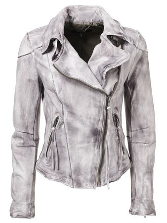 white/grey leather jacket