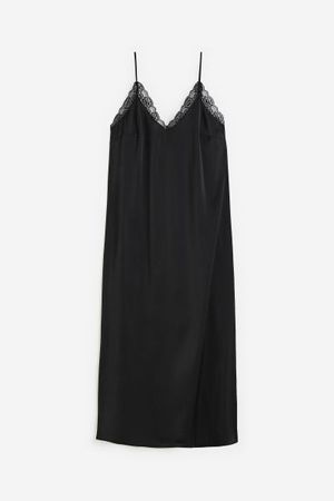 Lace-trimmed Slip Dress - Black - Ladies | H&M US